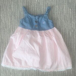 Calvin Klein Baby Girl Denim and Pink Gingham Dress 24M Spring Summer Outfit